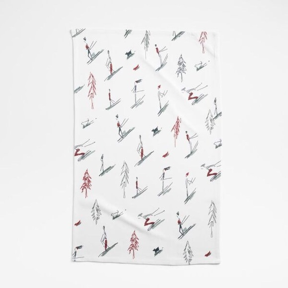 Crate & Barrel Holiday Skiers Dish Towel - Picture 4 of 5